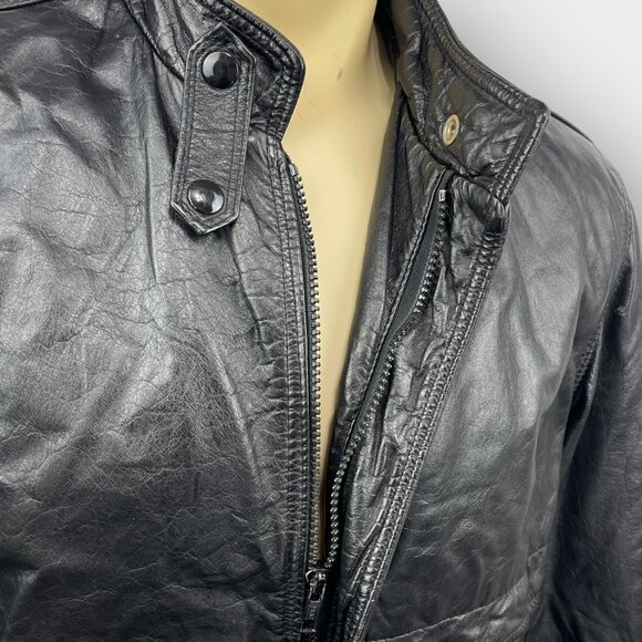 Sears black leather Thinsulate-lined moto / bomber jacket size 42 - Picture 6 of 15